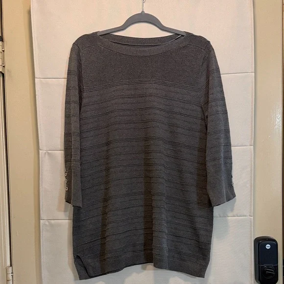 Apt. 9 Charcoal Gray Textured Knit Sweater XL Lightweight Minimalist Workwear - Picture 2 of 15